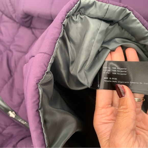 Wantdo Girl's Lightweight Winter Puffer Jacket Hooded  Snow Ski Jacket Purple L - Picture 4 of 6